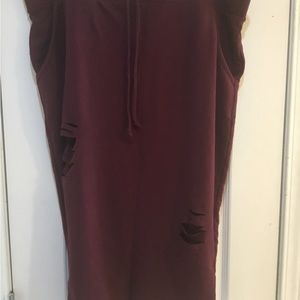 Distressed midi skirt